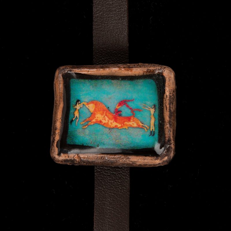 Bracelet with Minoan bull-leaping fresco from Knossos palace, ceramic bracelet, adjustable bracelet, Ancient Greece, mystic look, vintage look, bohemian look, buy greekart.com Greek art ancient Greek traditional Greek, Greek store clay jewellery, Athens archaeological art, best gift, long pendant, museum Heraklion, museum art, ancient Greek art, heritage Greek, jewels, handicraft, handmade jewel, bracelet vintage, romantic, ancient Greek, romantic look, Knossos, Festos, Phaistos, contemporary art, Minoan art