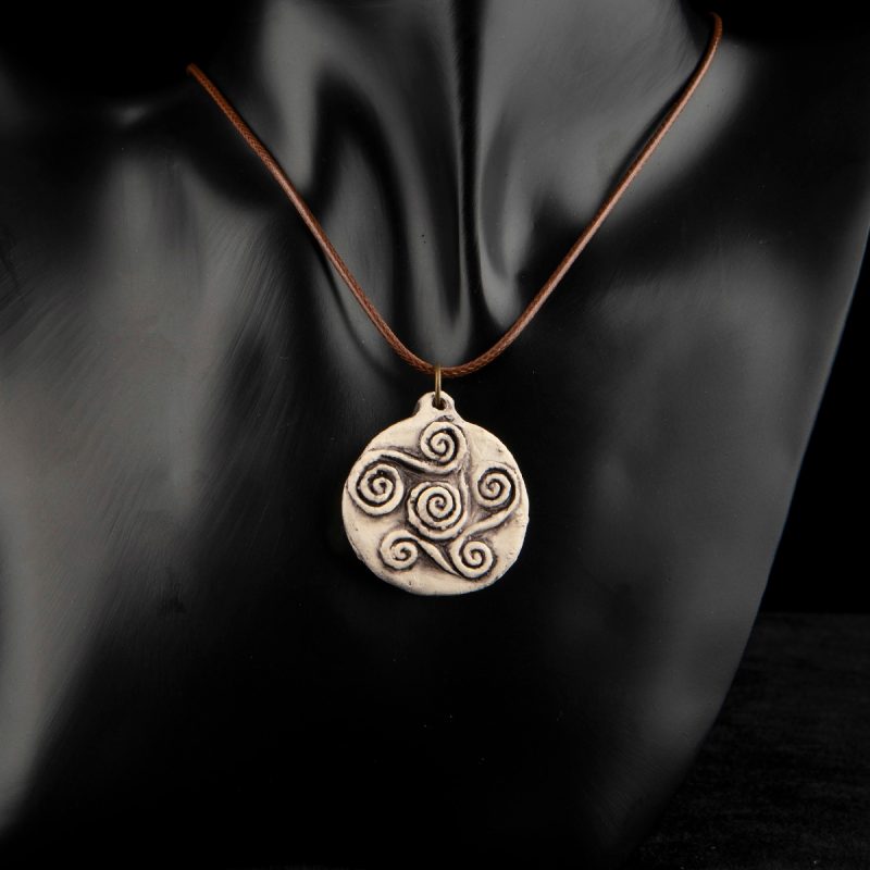 Cork Necklace With Closed Greek Spiral Pendant