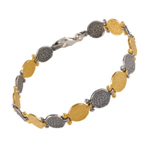 Phaistos disc bracelet silver & gold-plated