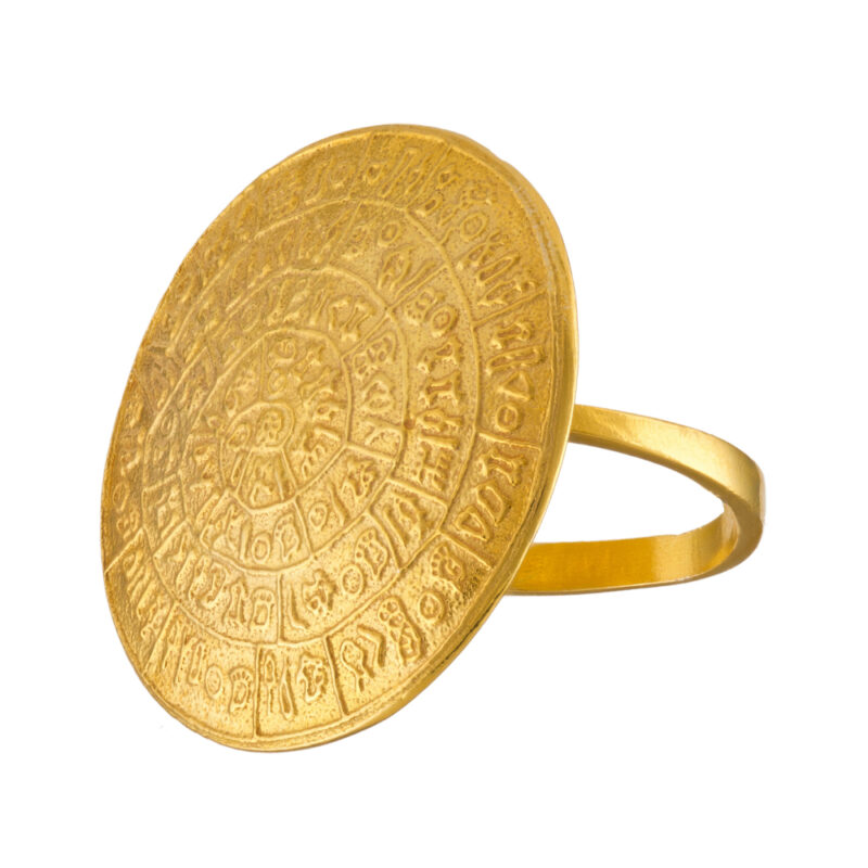 Phaistos disc gold-plated ring
