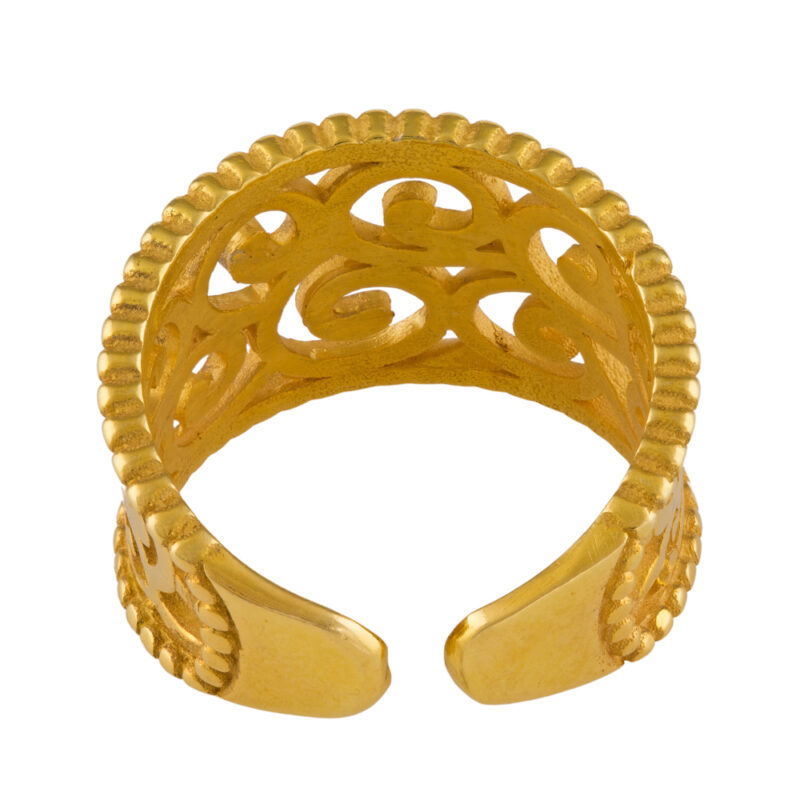 Byzantine ring with geometric pattern gold plated