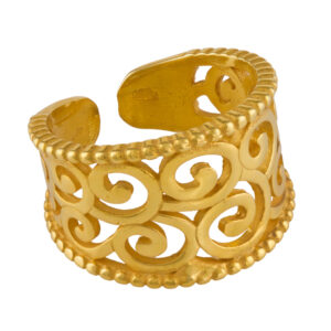 Byzantine ring with geometric pattern gold plated