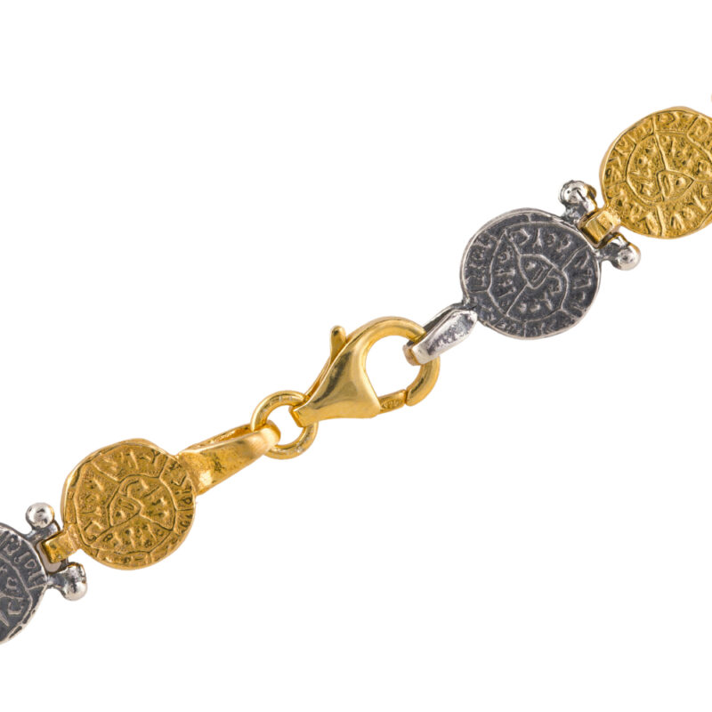 Phaistos disc necklace silver & gold-plated