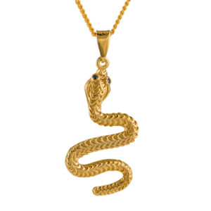 Snake pendant with black zircon eyes
