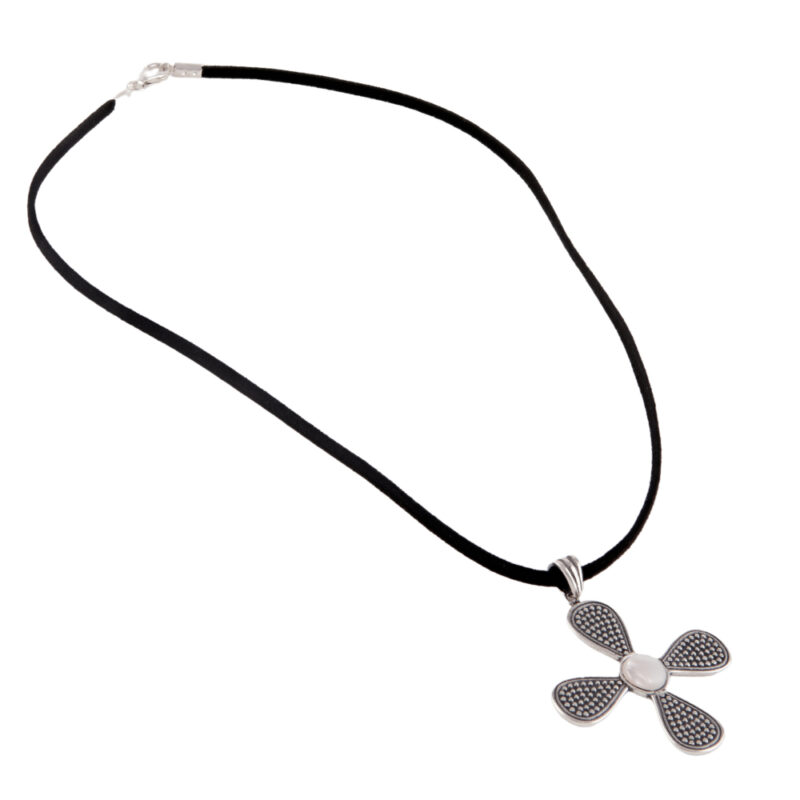 Βyzantine cross pendant with white natural stones