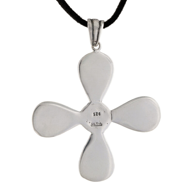 Βyzantine cross pendant with white natural stones