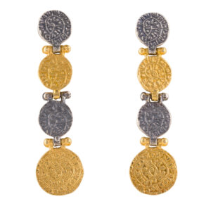 Phaistos disc earrings silver & gold-plated