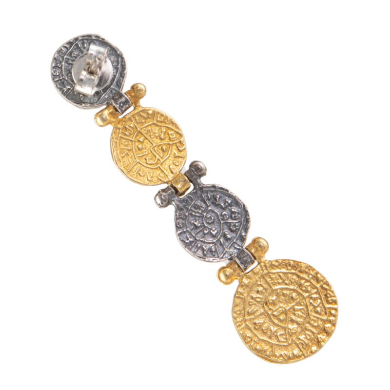 Phaistos disc earrings silver & gold-plated