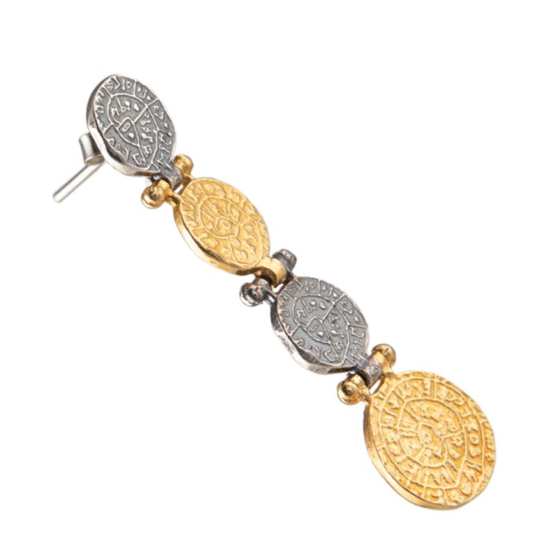 Phaistos disc earrings silver & gold-plated