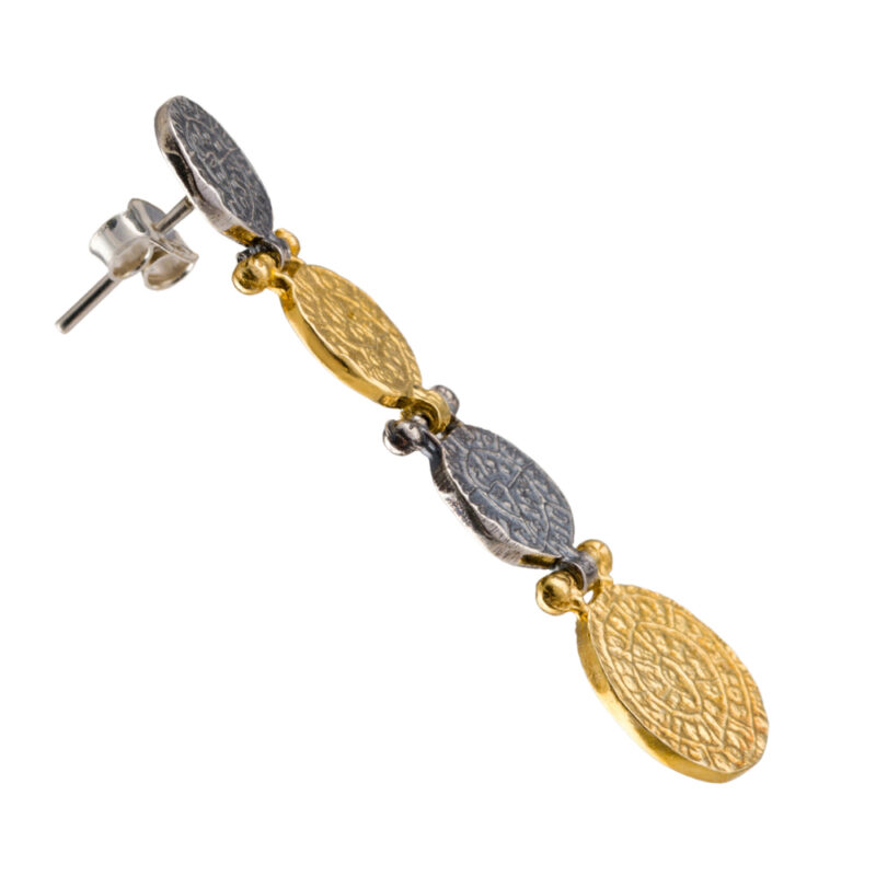 Phaistos disc earrings silver & gold-plated