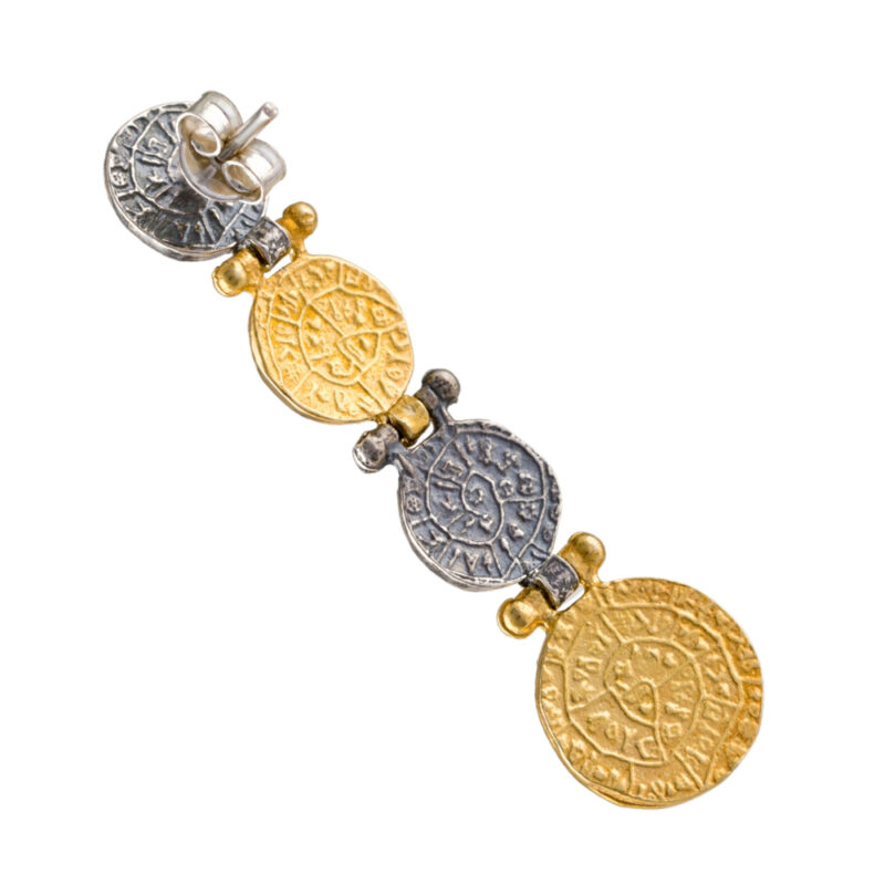 Phaistos disc earrings silver & gold-plated