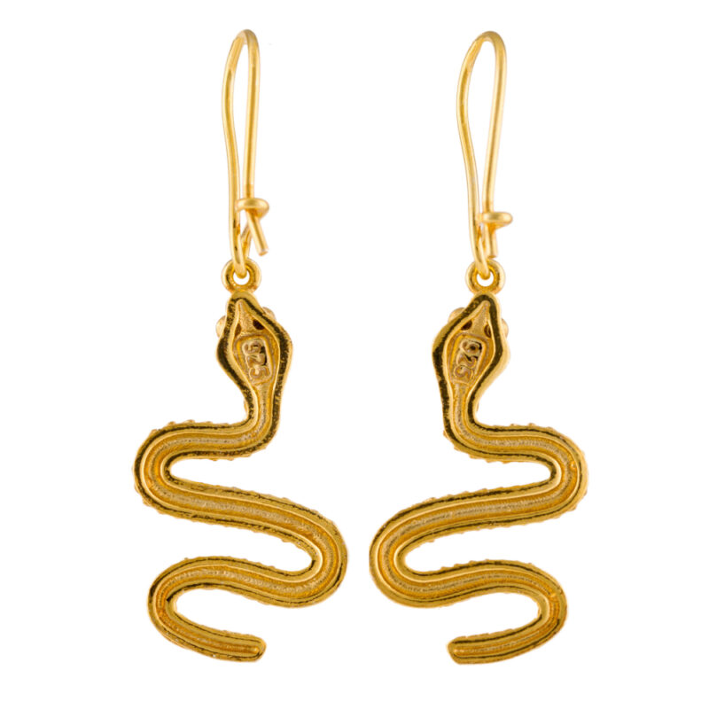 Snake with black zircon gemstones earrings